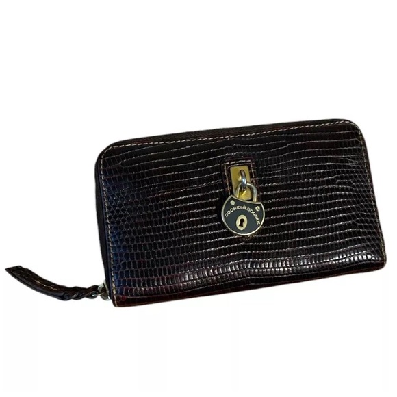 Dooney & Bourke Chocolate Crocodile Wallet - Picture 1 of 5